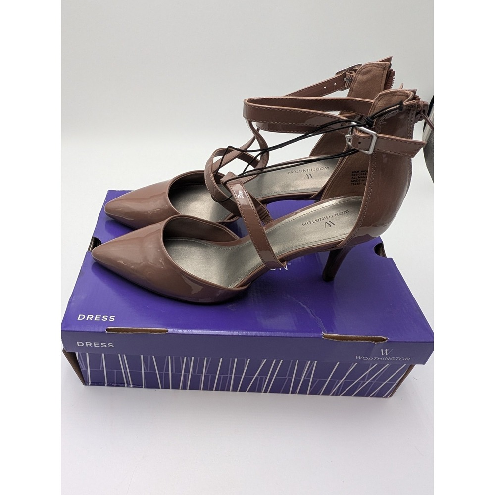 Worthington Women's Nude Ankle Strap High Heels 3"‎ Size 9.5 M